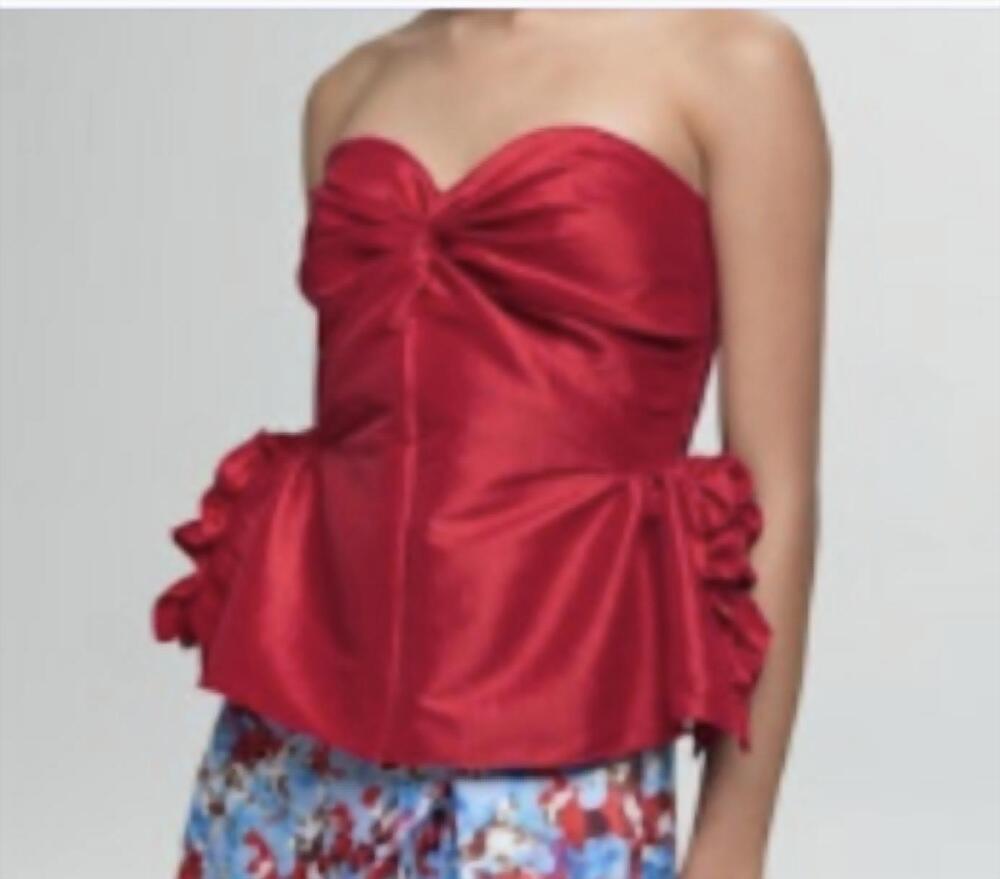 NEW KIKA VARGAS tasha taffeta top in red